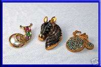   PIN +Gold Tone Snail/Tricycle/Blue Rhinestones/Brooch Costume Jewelry