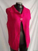   wool fuschia hot pink pink ribbed sleeveless sweater vest L  