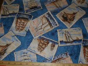 POST CARDS~PORTS OF CALL~SHIPS~BOATS~COTTON FABRIC  