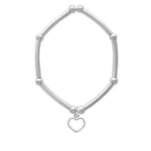  Mini Outline Heart Tube and Bead Charm Bracelet Arts 