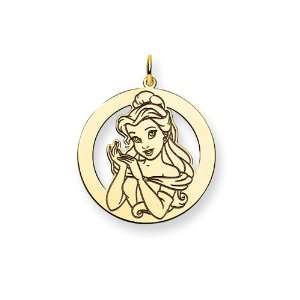 Disney Belle Round Charm in Gold Plated Silver