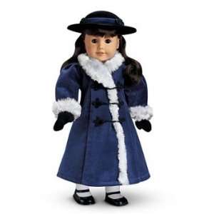 American Girl Samanthas Blue Velvet Holiday Coat, Hat and mittens for 