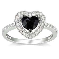   TDW Black and White Diamond Heart Ring (G H, I1 I2)  