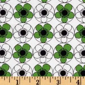  44 Wide Urban Green Circle Flowers Green/White Fabric By 