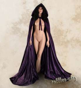Satin Lined Purple Velvet Renaissance Cloak Gothic Robe  