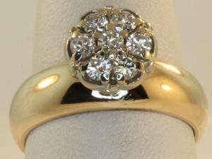   42ct diamond SI1 H cluster engagement ring vintage estate 7.5g  
