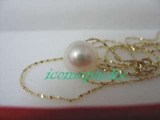 wholesale 18  9mm AAA white freshwater pearl and 14k gold chain 