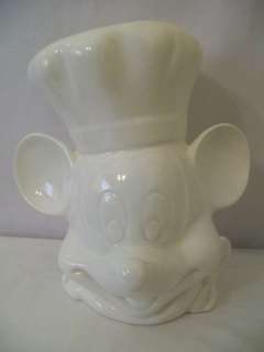 DISNEY MICKEY MOUSE WHITE CHEF HEAD COOKIE JAR #D591  