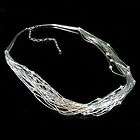 15 Strand Liquid Sterling Silver Natural Pearl Necklace
