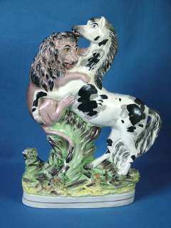 Staffordshire lion & horse figure  