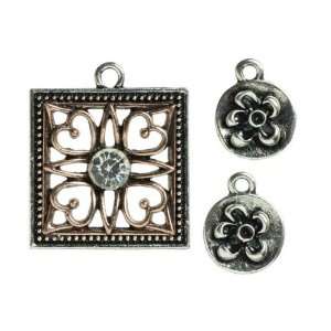  3pc Square Accent Silver/copper   Jewelry Basics Accent 