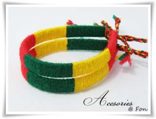 Pc Rasta Yarn Bracelet Crochet Handmade   