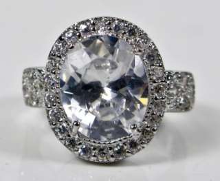   Diamond Cut White Sapphire 925 Silver Sterling Ring Size 7   6.8g