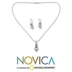 Sterling Silver Honesty Pearl Jewelry Set (India)  