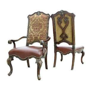 Rare Collections 23821 856 Fabric Leather Upholstered Arm Chairs 