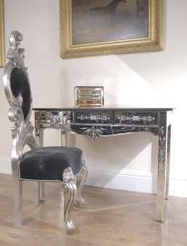 Italian Venetian Mirrored Console Table Desk Deco  