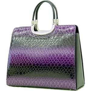  Purple Lady Crocodile Alligator Briefcase Handbag Bag 