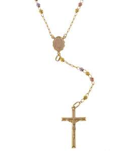 14k Tri Color Gold 26 inch Italian Style Rosary  
