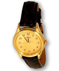 Seiko Ladies Brown Leather Strap Watch  