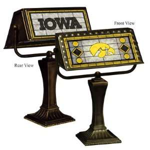 IOWA HAWKEYES Team Logo Art Glass BANKERS LAMP (13 1/4 
