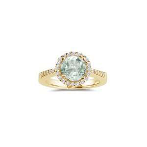23 Cts Diamond & 1.59 Cts Green Amethyst Ring in 18K Yellow Gold 10 