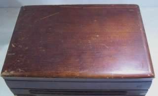 vintage WOOD WOODEN SILVERWARE FLATWARE lined STORAGE BOX CASE+drawer 