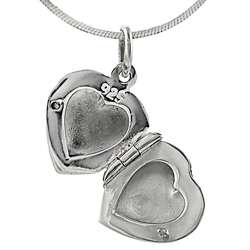 Sterling Silver Etched Heart Locket Necklace  Overstock