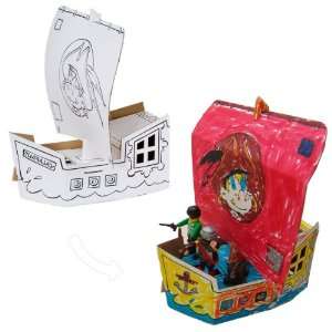   B2604X Decorate and Build Your Own Cardboard Pirate Ship Toys & Games