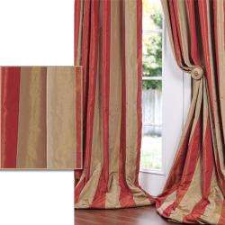   Tan Striped Faux Silk Taffeta 84 inch Curtain Panel  