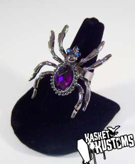 Large Crystal Spider Ring Adjustable Halloween Costume  
