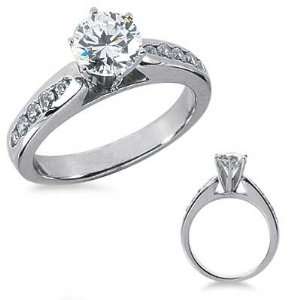  0.99 Ct. Diamond Cathedral Engagement Ring with Round Side 