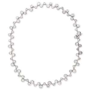   Sterling Silver Bezel Set CZ. Diamond Zigzag Bubble Necklace Jewelry