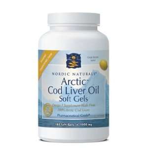  Nordic Naturals   Arctic Cod Liver Oil Lemon 180 gels 