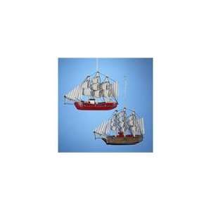 Club Pack of 12 Wooden Barque Sailing Ship Christmas Ornaments 5 