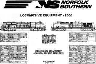 Norfolk Southern Diesel Locomotive Diagram Book 2006  