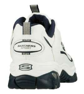 SKECHERS Mens Leather Sneakers in White Navy  