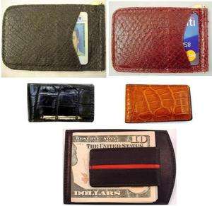 Rogue Wallet Front Pocket Leather Money Clip Salmon Alligator Black 