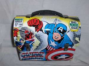 Captain America Blk Handle`Met Dome Lunchbox`Free 2 US  