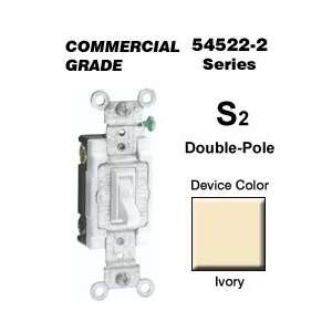   Framed Double Pole AC Quiet Switch, Commercial Grade, Grounding, Ivory