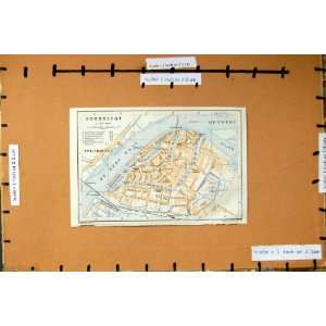  Map 1910 Street Plan Town Dordrecht Netherlands