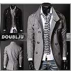 Happy lighter Mens Casual Double PEA Wool Half Trench Coat (868)