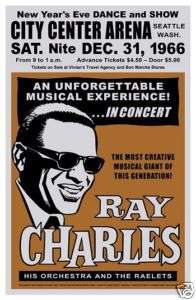 Ray Charles @ Seattle Concert Poster 1966  