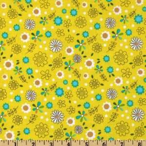  44 Wide Michael Miller Recycle Eco Flowers Yellow Fabric 