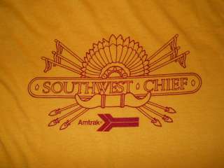 vintage AMTRAK SOUTHWEST CHIEF YELLOW SOFT t shirt S  