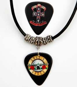 Guns n Roses Black Leather Necklace + Matching Pick  