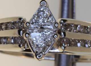 10k white gold trillion diamond engagement ring estate ladies vintage 