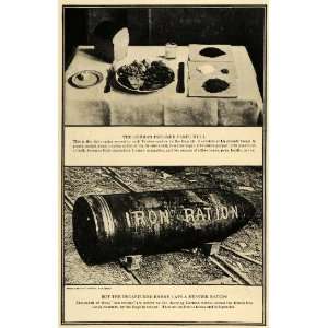  1916 Print German POW Soldier Meal Iron Ration Bomb WWI 