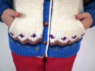 Sue Dille Handmade WOOL Ecuador Chunky Cardigan Sweater  