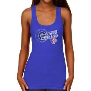   Ladies I Love Chicago Slim Fit Tank   Royal Blue: Sports & Outdoors
