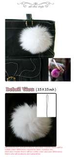 Real Fox Fur Big Ball Cell phone Straps Handbag Charm   WHITE color 